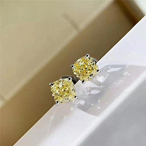 

2 carat Synthetic Diamond Earrings Silver For Women's Redian cut Ladies Luxury Elegant Princess Wedding Party Evening Formal High Quality Classic 2pcs