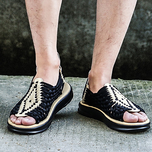 

Men's Elastic Fabric Summer Sandals Non-slipping Black / Beige