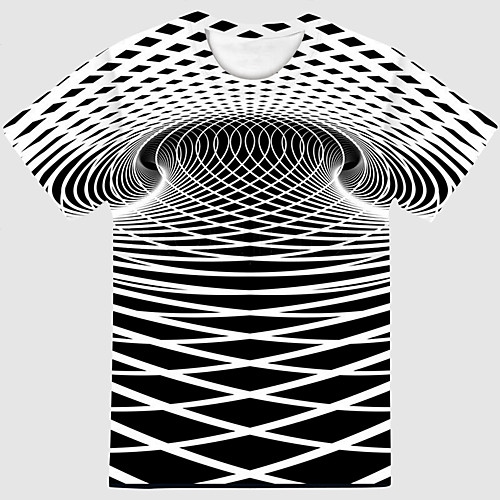 

Men's Daily Going out Street chic / Exaggerated T-shirt - 3D / Abstract / Visual Deception Black