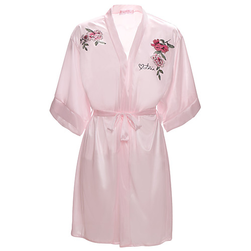 

Women's Lace / Print Robes Nightwear Color Block Blushing Pink Fuchsia White One-Size