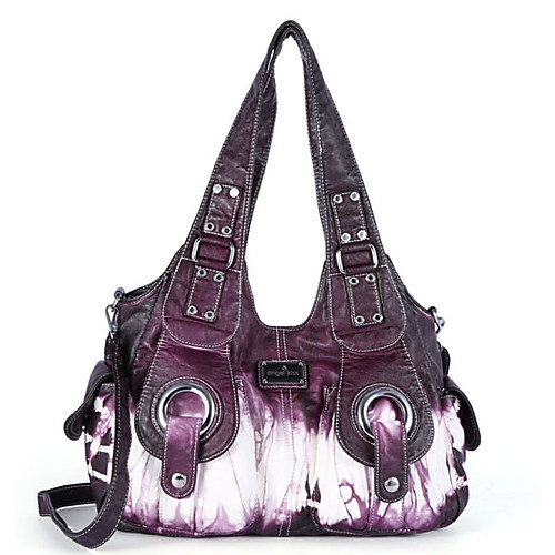 

Women's Zipper PU Crossbody Bag Color Block Purple / Red / Gray