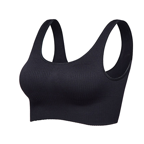 

Women's Sports Bra Top Sports Bra Bralette Sporty Running Plus Size For Large Breasts Quick Dry Wearable Stretchy Padded Light Support Black Grey Solid Colored