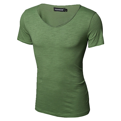 

Men's Daily Work Basic / Elegant T-shirt - Solid Colored Yellow