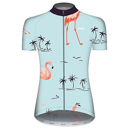 

21Grams Women's Short Sleeve Cycling Jersey Blue Flamingo Bike Jersey Top Mountain Bike MTB Road Bike Cycling UV Resistant Breathable Quick Dry Sports Clothing Apparel / Stretchy