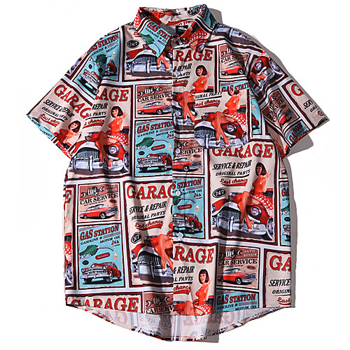 

Men's Daily Basic Shirt - Geometric Print Red