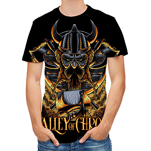 

Men's Daily Club Rock / Street chic T-shirt - 3D / Skull / Letter Print Black