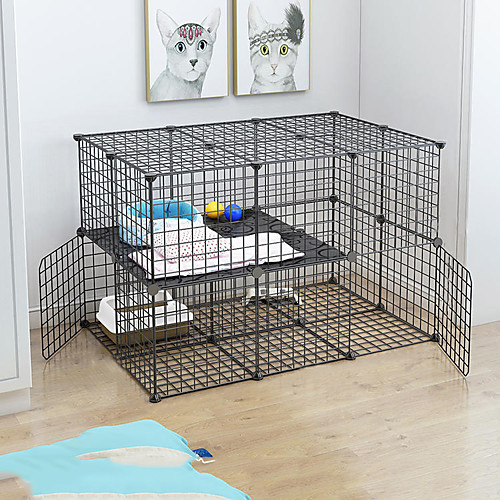 

Dog Playpen Play House Fence Systems Foldable Washable Durable Free Standing Metal Black 40 1 set