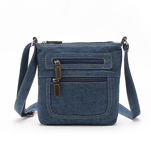 

Women's Zipper Denim Crossbody Bag 2020 Solid Color Blue
