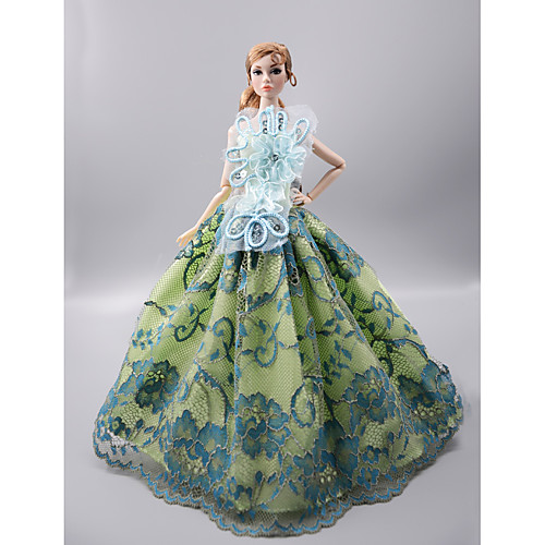 

Doll Dress Party / Evening For Barbiedoll Floral Botanical Satin / Tulle Lace Satin Dress For Girl's Doll Toy