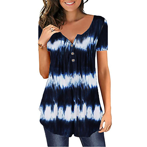 

Women's Daily Casual / Daily Elegant / Casual / Daily / Street chic T-shirt - Geometric V Neck Blue