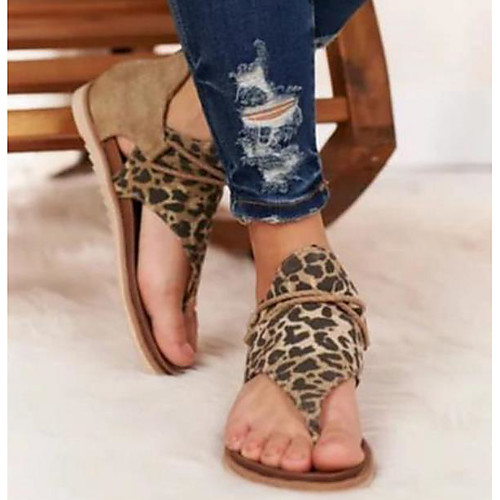

Women's Sandals Flat Heel Open Toe PU Summer Dark Brown / Brown / Black