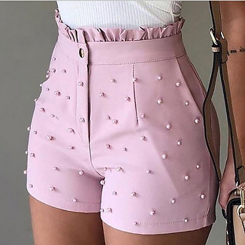 

Women's Basic Shorts Pants - Solid Colored Blushing Pink White Black S M L
