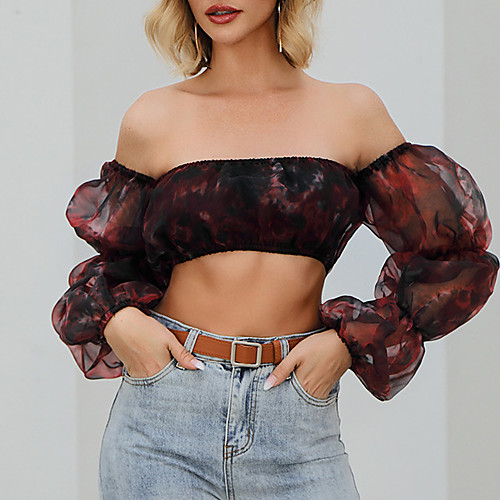 

Womens Sexy Summer Off Shoulder Mesh Top MM0326