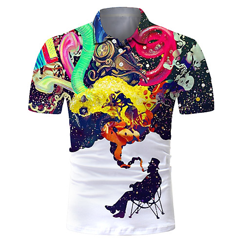 

Men's Club Weekend Rock / Exaggerated Polo - Color Block / 3D / Abstract Print Rainbow