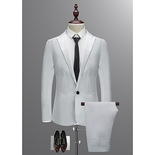 

Men's Blazer Peaked Lapel Polyester Wine / Khaki / White