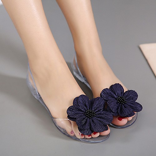 

Women's Sandals Flat Heel Peep Toe Synthetics Summer Champagne / White / Black