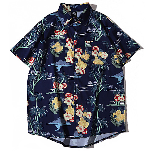 

Men's Daily Basic Shirt - Geometric Print Navy Blue