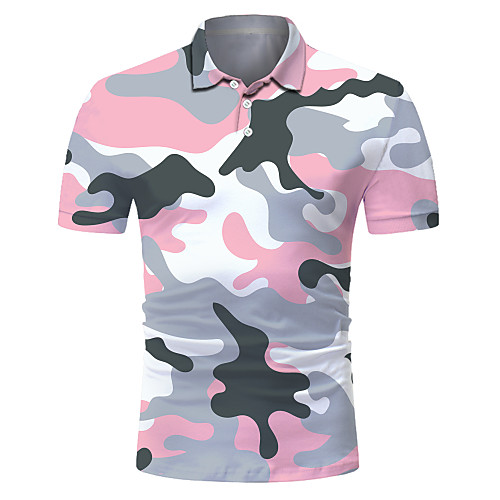 

Men's Club Weekend Rock / Exaggerated Polo - Color Block / 3D / Camo / Camouflage Print Dusty Rose