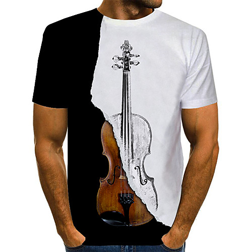 

Men's Daily Going out Street chic / Exaggerated T-shirt - Geometric / 3D / Graphic Pleated / Print Rainbow