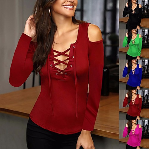 

Women's Daily T-shirt - Solid Colored Wine