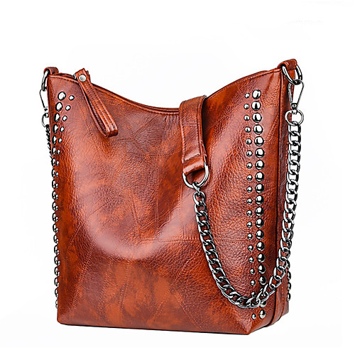 

Women's Rivet / Zipper Polyester / PU Crossbody Bag Solid Color Brown / Black