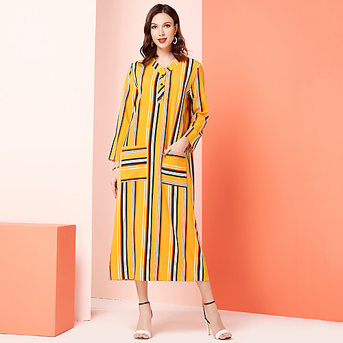 

Women's Yellow Dress Casual Cute Daily A Line Color Block M L