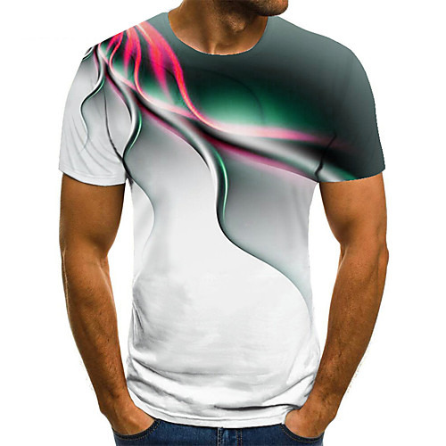 

Men's Going out Weekend Basic Plus Size T-shirt - Color Block / 3D Round Neck Yellow / Short Sleeve