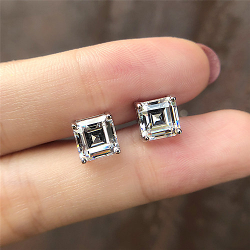 

5 carat Synthetic Diamond Earrings Alloy For Women's Princess cut Stylish Luxury Elegant Bridal Wedding Party Evening Formal High Quality Classic 1 Pair