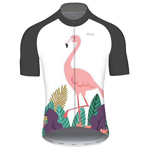 

21Grams Men's Short Sleeve Cycling Jersey Red / White Flamingo Floral Botanical Bike Jersey Top Mountain Bike MTB Road Bike Cycling UV Resistant Breathable Quick Dry Sports Clothing Apparel