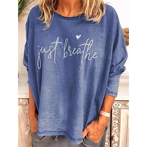 

Women's Letter Print T-shirt Daily White / Blue / Blushing Pink / Gray