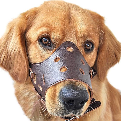 

Dog Muzzle Anti Bark Solid Colored Genuine Leather Brown Black