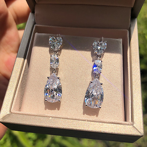 

12 carat Synthetic Sapphire Earrings Alloy For Women's Pear cut Stylish Luxury Elegant Bridal Wedding Party Evening Formal High Quality Classic 1 Pair