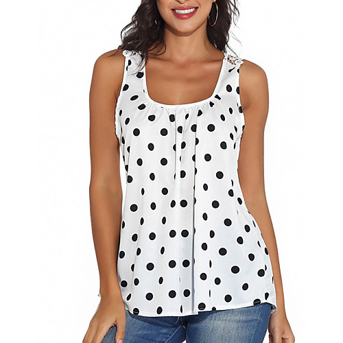 

Women's Plus Size Polka Dot Print Tank Top Daily White / Blue / Red / Blushing Pink