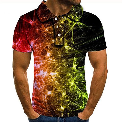 

Men's Daily Going out Street chic / Exaggerated Polo - Color Block / 3D / Graphic Rainbow