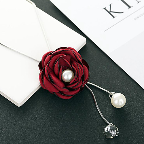 

Women's Red Cubic Zirconia Long Necklace Classic Roses Simple Classic Fashion Chrome Red 80 cm Necklace Jewelry 1pc For Gift Daily Festival
