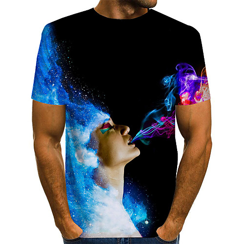 

Men's Daily Going out Basic / Street chic T-shirt - 3D / Graphic / Camo / Camouflage Print Rainbow