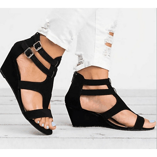 

Women's Sandals Wedge Heel Peep Toe Canvas Summer Yellow / Brown / Black