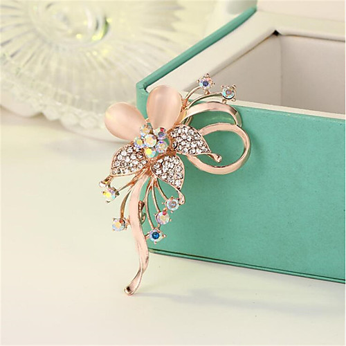 

Women's Brooches Hollow Out Flower Fashion Imitation Diamond Brooch Jewelry Gold Blue Lilac For Gift Festival