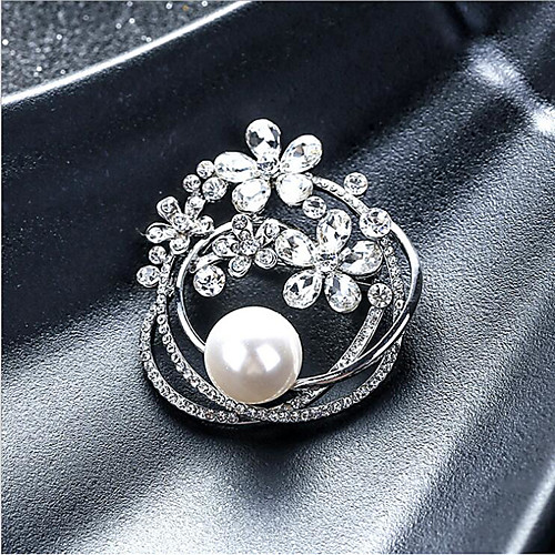 

Women's Cubic Zirconia Brooches Classic Flower Shape Stylish Simple Classic Brooch Jewelry Gold Silver For Party Gift Daily Work Festival