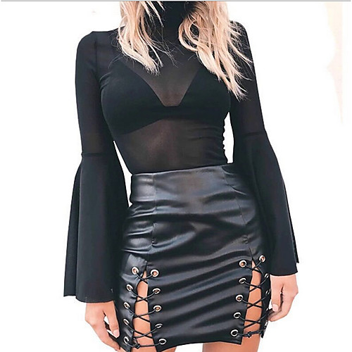 

Women's A Line / Bodycon Skirts - Solid Colored Black One-Size