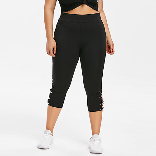 

Women's Basic Chinos Pants - Solid Colored Black XL XXL XXXL