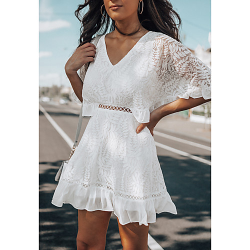 

Women's White Dress A Line Solid Color S M