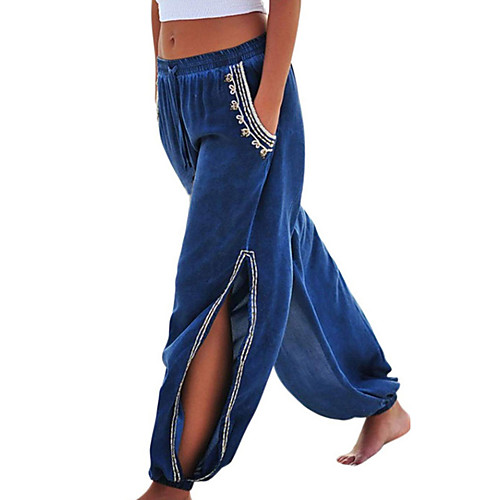 

Women's Basic Harem Pants - Solid Colored Wine Blue Black S M L