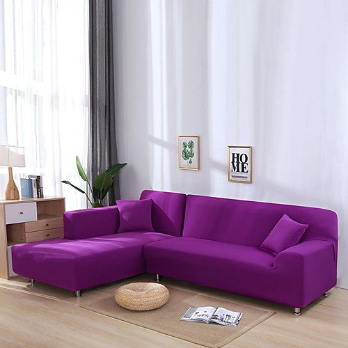 

Nordic Simple Plain Color Elastic Sofa Cover Single Double Three Person Sofa Cover Violet