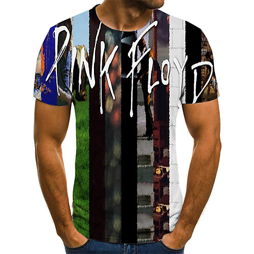 

Men's Holiday Going out Street chic / Exaggerated T-shirt - Geometric / Color Block / 3D Print Rainbow