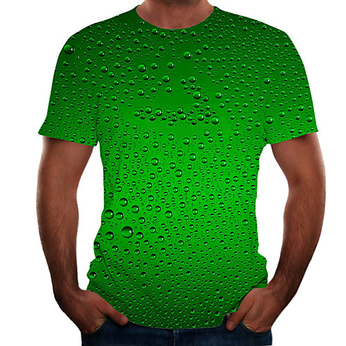 

Men's Daily Basic T-shirt - Color Block / 3D Print Green