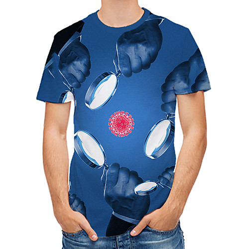 

Men's Daily Club Rock / Street chic T-shirt - Color Block / 3D / Abstract Print Navy Blue