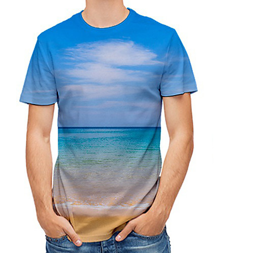 

Men's Daily Basic T-shirt - 3D Print Blue