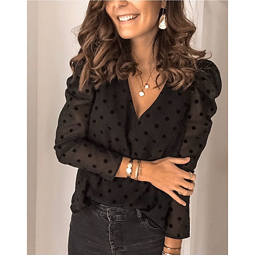 

Women's Daily Shirt - Polka Dot Black