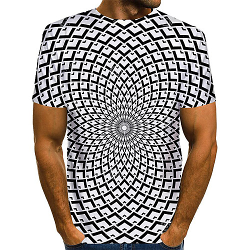 

Men's Daily Going out Basic / Street chic T-shirt - 3D / Graphic / Visual Deception Print White